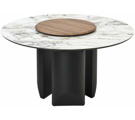 Стол КОЛИЗЕЙ D140 ARCTIC OCEAN, Белый мрамор, керамика / Черный каркас М-City | Интернет магазин мебели и декора LifeDekor
