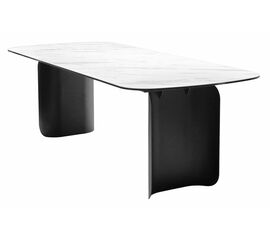 Стол NORD 240 MARBLES KL-99 Белый мрамор, итальянская керамика / черный каркас М-City | Интернет магазин мебели и декора LifeDekor