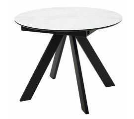 Стол БОНЖУР 100 БЕЛЫЙ МРАМОР, черная шагрень, стекло / ЧЕРНЫЙ каркас М-City | Интернет магазин мебели и декора LifeDekor