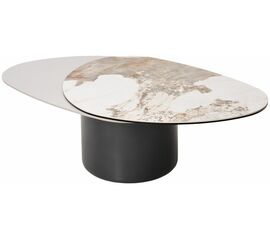 Стол кофейный NIKLAS PANDORA  керамика на стекле и окрашенный МДФ/ темно-серый МДФ каркас ®DISAUR | Интернет магазин мебели и декора LifeDekor