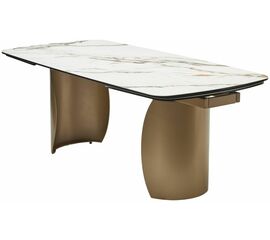 Стол BRONTE 200 раскладной KL-188 Контрастный мрамор матовый, итальянская керамика/ Шампань, ®DISAUR | Интернет магазин мебели и декора LifeDekor