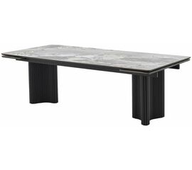 Стол АДАЖИО 240 (320) см MINERAL STONE NATURAL, керамика / Черный каркас М-City | Интернет магазин мебели и декора LifeDekor