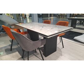 Стол DikLine EKD160, Керамика Белый глянец (К8/2), опоры черные (2 уп.) | Интернет магазин мебели и декора LifeDekor