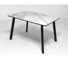 Стол ТИК ТАК 90  Белый мрамор активный, керамика / Черный каркас М-City | Интернет магазин мебели и декора LifeDekor