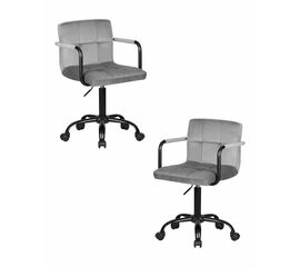 Набор 2 шт Офисное кресло для персонала DOBRIN TERRY BLACK, серый велюр (MJ9-75), Вариант: серый велюр (MJ9-75) | Интернет магазин мебели и декора LifeDekor