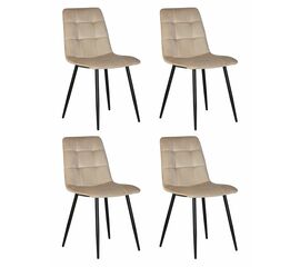 Набор 4 шт Стул обеденный DOBRIN CHILLY, Бежевый Holland 07, основание черное, Вариант: Бежевый Holland 07, основание черное | Интернет магазин мебели и декора LifeDekor