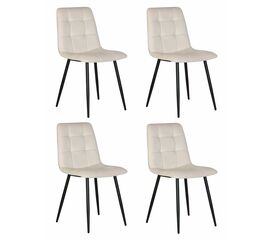 Набор 4 шт Стул обеденный DOBRIN CHILLY, Кремовый Holland 05, основание черное, Вариант: Кремовый Holland 05, основание черное | Интернет магазин мебели и декора LifeDekor