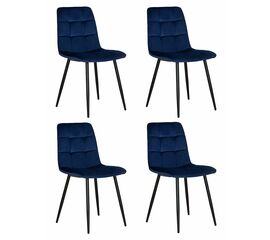 Набор 4 шт Стул обеденный DOBRIN CHILLY, Темно-синий Holland 60, основание черное, Вариант: Темно-синий Holland 60, основание черное | Интернет магазин мебели и декора LifeDekor