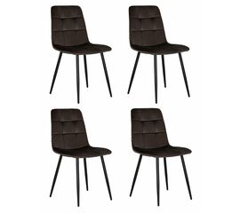 Набор 4 шт Стул обеденный DOBRIN CHILLY, Эспрессо Holland 74, основание черное, Вариант: Эспрессо Holland 74, основание черное | Интернет магазин мебели и декора LifeDekor