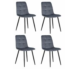 Набор 4 шт Стул обеденный DOBRIN CHILLY, Серо-голубой Holland 14, основание черное, Вариант: Серо-голубой Holland 14, основание черное | Интернет магазин мебели и декора LifeDekor