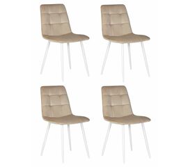 Набор 4 шт Стул обеденный DOBRIN CHILLY, Бежевый Holland 07, основание белое, Вариант: Бежевый Holland 07, основание белое | Интернет магазин мебели и декора LifeDekor