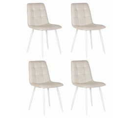 Набор 4 шт Стул обеденный DOBRIN CHILLY, Кремовый Holland 05, основание белое, Вариант: Кремовый Holland 05, основание белое | Интернет магазин мебели и декора LifeDekor