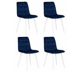 Набор 4 шт Стул обеденный DOBRIN CHILLY, Темно-синий Holland 60, основание белое, Вариант: Темно-синий Holland 60, основание белое | Интернет магазин мебели и декора LifeDekor