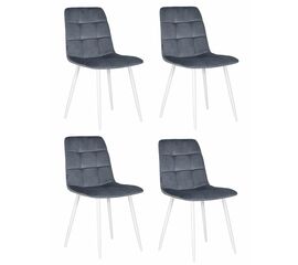 Набор 4 шт Стул обеденный DOBRIN CHILLY, Серо-голубой Holland 14, основание белое, Вариант: Серо-голубой Holland 14, основание белое | Интернет магазин мебели и декора LifeDekor