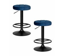 Набор 2 шт Табурет барный DOBRIN BRUNO BLACK, синий велюр (MJ9-117), Вариант: синий велюр (MJ9-117) | Интернет магазин мебели и декора LifeDekor