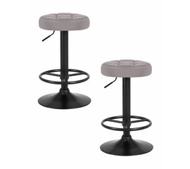 Набор 2 шт Табурет барный DOBRIN BRUNO BLACK, серый велюр (MJ9-75), Вариант: серый велюр (MJ9-75) | Интернет магазин мебели и декора LifeDekor