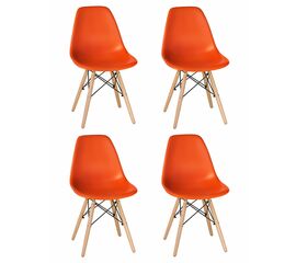 Набор 4 шт Стул обеденный DOBRIN DSW, ножки светлый бук, цвет оранжевый (O-02), Вариант: ножки светлый бук, цвет оранжевый (O-02) | Интернет магазин мебели и декора LifeDekor