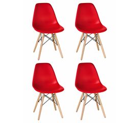 Набор 4 шт Стул обеденный DOBRIN DSW, ножки светлый бук, цвет красный (R-02), Вариант: ножки светлый бук, цвет красный (R-02) | Интернет магазин мебели и декора LifeDekor