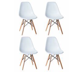 Набор 4 шт Стул обеденный DOBRIN DSW, ножки светлый бук, цвет белый (W-02), Вариант: ножки светлый бук, цвет белый (W-02) | Интернет магазин мебели и декора LifeDekor