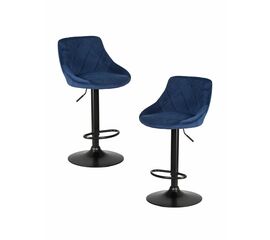 Набор 2 шт Стул барный DOBRIN LOGAN BLACK, синий велюр (MJ9-117), Вариант: синий велюр (MJ9-117) | Интернет магазин мебели и декора LifeDekor