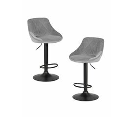 Набор 2 шт Стул барный DOBRIN LOGAN BLACK, серый велюр (MJ9-75), Вариант: серый велюр (MJ9-75) | Интернет магазин мебели и декора LifeDekor