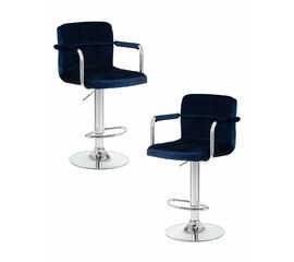 Набор 2 шт Стул барный DOBRIN KRUGER ARM, синий велюр (MJ9-117), Вариант: синий велюр (MJ9-117) | Интернет магазин мебели и декора LifeDekor