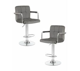 Набор 2 шт Стул барный DOBRIN KRUGER ARM, серый велюр (MJ9-75), Вариант: серый велюр (MJ9-75) | Интернет магазин мебели и декора LifeDekor