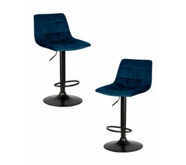 Набор 2 шт Стул барный DOBRIN TAILOR BLACK, синий велюр (MJ9-117), Вариант: синий велюр (MJ9-117) | Интернет магазин мебели и декора LifeDekor