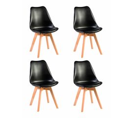 Набор 4 шт Стул обеденный DOBRIN JERRY SOFT, ножки светлый бук, цвет сиденья чёрный (B-03), Вариант: ножки светлый бук, цвет сиденья чёрный (B-03) | Интернет магазин мебели и декора LifeDekor