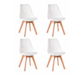 Набор 4 шт Стул обеденный DOBRIN JERRY SOFT, ножки светлый бук, цвет сиденья белый (W-02), Вариант: ножки светлый бук, цвет сиденья белый (W-02) | Интернет магазин мебели и декора LifeDekor
