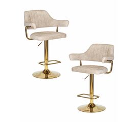 Набор 2 шт Стул барный DOBRIN CHARLY GOLD, бежевый твид (LEO26), Вариант: бежевый твид (LEO26) | Интернет магазин мебели и декора LifeDekor