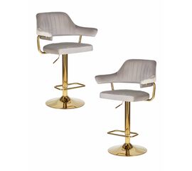 Набор 2 шт Стул барный DOBRIN CHARLY GOLD, серый велюр (MJ9-75), Вариант: серый велюр (MJ9-75) | Интернет магазин мебели и декора LifeDekor