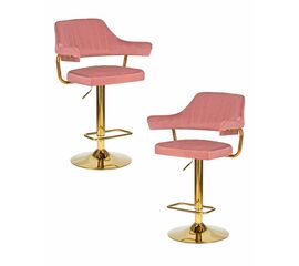 Набор 2 шт Стул барный DOBRIN CHARLY GOLD, розовый велюр (MJ9-32), Вариант: розовый велюр (MJ9-32) | Интернет магазин мебели и декора LifeDekor