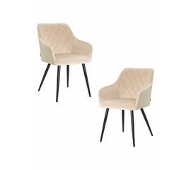 Набор 2 шт Стул обеденный DOBRIN ROBERT, черные матовые ножки, велюр V108-98 Бежевый, Вариант: черные матовые ножки, велюр V108-98 Бежевый | Интернет магазин мебели и декора LifeDekor