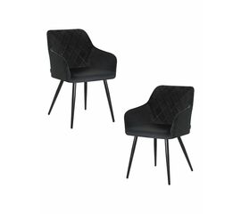 Набор 2 шт Стул обеденный DOBRIN ROBERT, черные матовые ножки, велюр V108-77 Чёрный, Вариант: черные матовые ножки, велюр V108-77 Чёрный | Интернет магазин мебели и декора LifeDekor