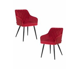Набор 2 шт Стул обеденный DOBRIN ROBERT, черные матовые ножки, велюр V108-37 Бордовый, Вариант: черные матовые ножки, велюр V108-37 Бордовый | Интернет магазин мебели и декора LifeDekor