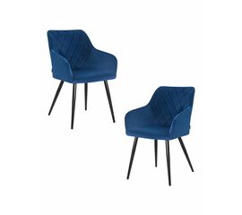 Набор 2 шт Стул обеденный DOBRIN ROBERT, черные матовые ножки, велюр V108-67 Тёмно-синий, Вариант: черные матовые ножки, велюр V108-67 Тёмно-синий | Интернет магазин мебели и декора LifeDekor