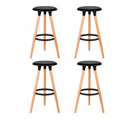 Набор 4 шт Табурет барный DOBRIN ROYCE, ножки светлый бук, цвет чёрный (B-03), Вариант: ножки светлый бук, цвет чёрный (B-03) | Интернет магазин мебели и декора LifeDekor