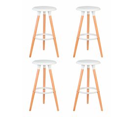 Набор 4 шт Табурет барный DOBRIN ROYCE, ножки светлый бук, цвет белый (W-02), Вариант: ножки светлый бук, цвет белый (W-02) | Интернет магазин мебели и декора LifeDekor