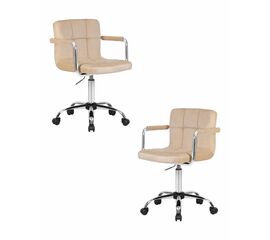 Набор 2 шт Офисное кресло для персонала DOBRIN TERRY, бежевый велюр (MJ9-10), Вариант: бежевый велюр (MJ9-10) | Интернет магазин мебели и декора LifeDekor