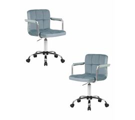 Набор 2 шт Офисное кресло для персонала DOBRIN TERRY, пудрово-голубой велюр (MJ9-74), Вариант: пудрово-голубой велюр (MJ9-74) | Интернет магазин мебели и декора LifeDekor
