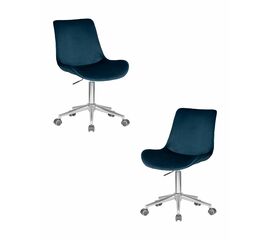 Набор 2 шт Кресло офисное DOBRIN DORA, синий велюр (1922-20), хромированная сталь, Вариант: синий велюр (1922-20), хромированная сталь | Интернет магазин мебели и декора LifeDekor