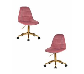 Набор 2 шт Офисное кресло для персонала DOBRIN MONTY GOLD, розовый велюр (MJ9-32), Вариант: розовый велюр (MJ9-32) | Интернет магазин мебели и декора LifeDekor