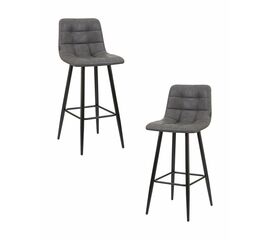 Набор 2 шт Стул барный DOBRIN NICOLE, черные матовые ножки, серая антрацитовая винтажная экокожа (RU-08), Вариант: черные матовые ножки, серая антрацитовая винтажная экокожа (RU-08) | Интернет магазин мебели и декора LifeDekor