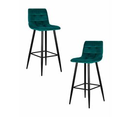 Набор 2 шт Стул барный DOBRIN NICOLE, черные матовые ножки, морской волны велюр (108-119), Вариант: черные матовые ножки, морской волны велюр (108-119) | Интернет магазин мебели и декора LifeDekor