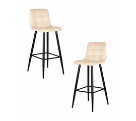 Набор 2 шт Стул барный DOBRIN NICOLE, черные матовые ножки, кремовый велюр (108-113), Вариант: черные матовые ножки, кремовый велюр (108-113) | Интернет магазин мебели и декора LifeDekor