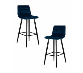 Набор 2 шт Стул барный DOBRIN NICOLE, черные матовые ножки, темно-синий велюр (108-95), Вариант: черные матовые ножки, темно-синий велюр (108-95) | Интернет магазин мебели и декора LifeDekor