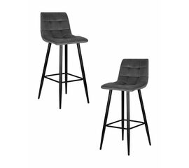 Набор 2 шт Стул барный DOBRIN NICOLE, черные матовые ножки, темно-серый велюр (108-91), Вариант: черные матовые ножки, темно-серый велюр (108-91) | Интернет магазин мебели и декора LifeDekor