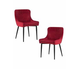 Набор 2 шт Стул обеденный DOBRIN RICHARD, черные матовые ножки, бордовый велюр (V108-85), Вариант: черные матовые ножки, бордовый велюр (V108-85) | Интернет магазин мебели и декора LifeDekor