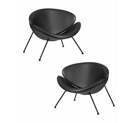 Набор 2 шт Кресло дизайнерское DOBRIN EMILY, черный винил YP16, черное основания, Вариант: черный винил YP16, черное основания | Интернет магазин мебели и декора LifeDekor